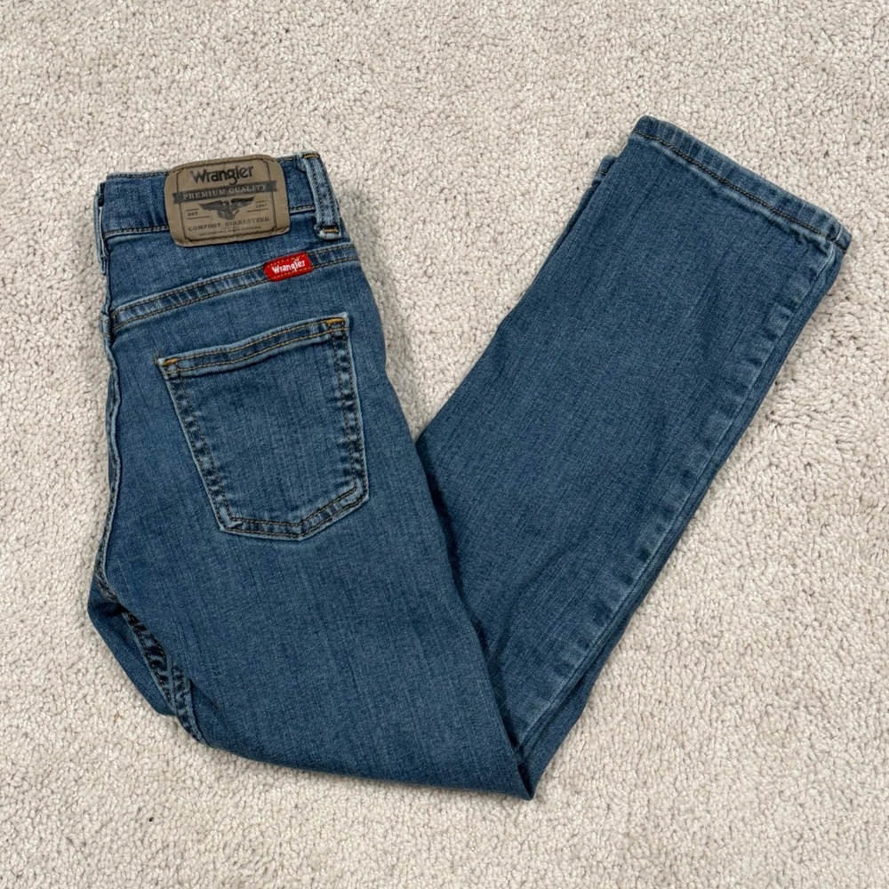 Wrangler Boys Classic Straight Slim Fit Jeans Blue Medium Wash Size 8 Slim